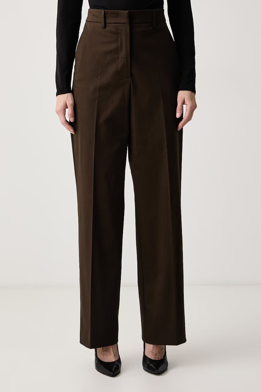 Weekend MaxMara pantaloni straight pentru femei cu bumbac WKSMARANTA