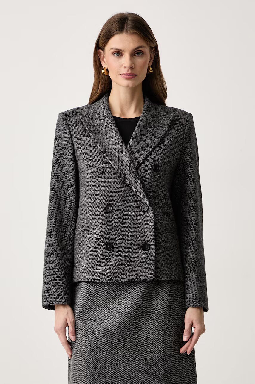 Weekend MaxMara sacou cu două rânduri de nasturi pentru femei cu vâscoză WKDGRADO