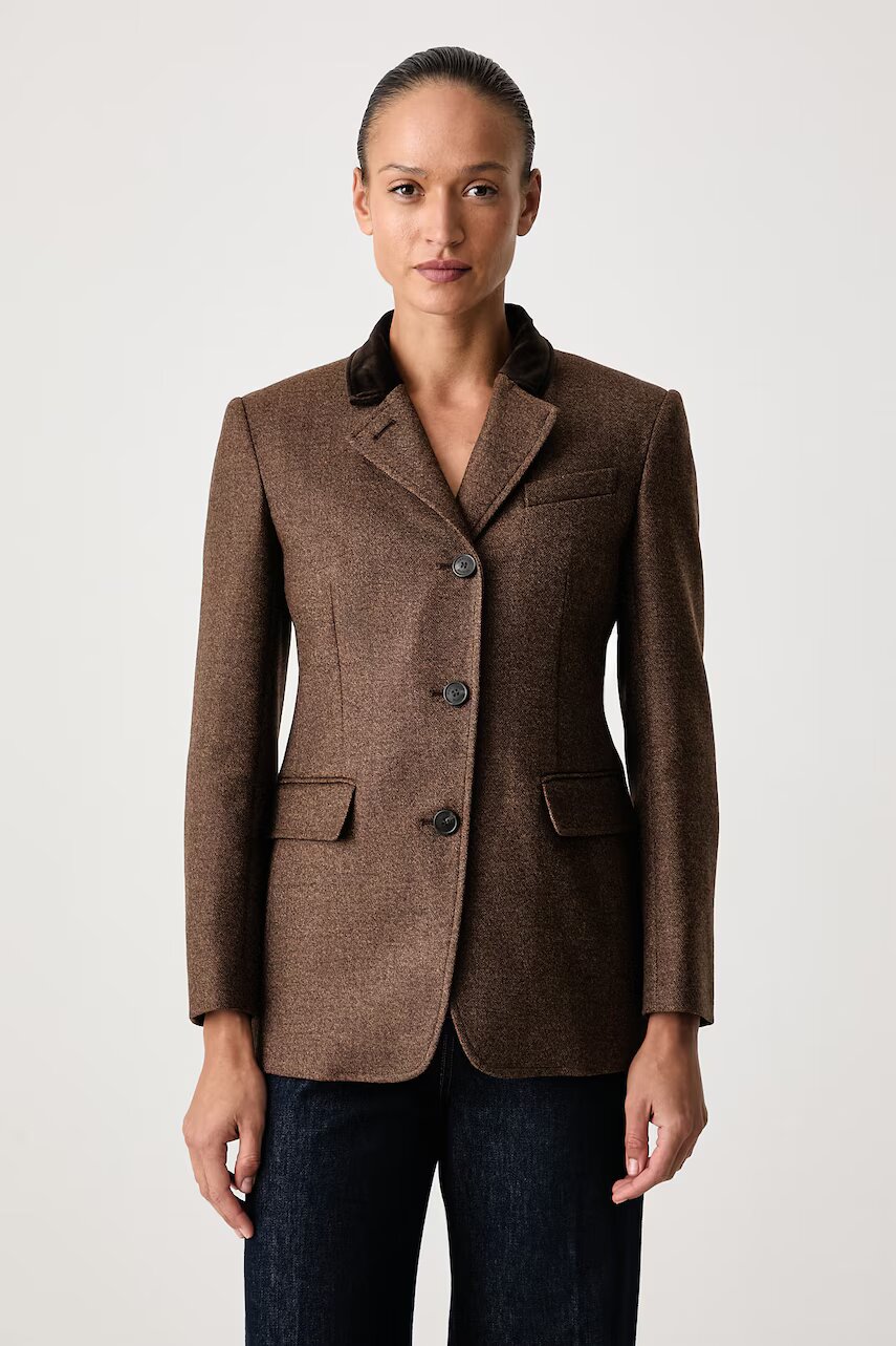 Weekend MaxMara sacou cu un singur rând de nasturi pentru femei din lână WKIMARTORA