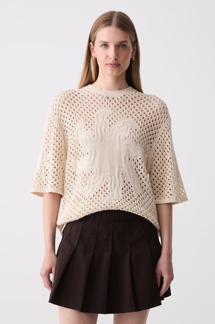 Zadig & Voltaire pulover cu mânecă scurtă pentru femei cu in