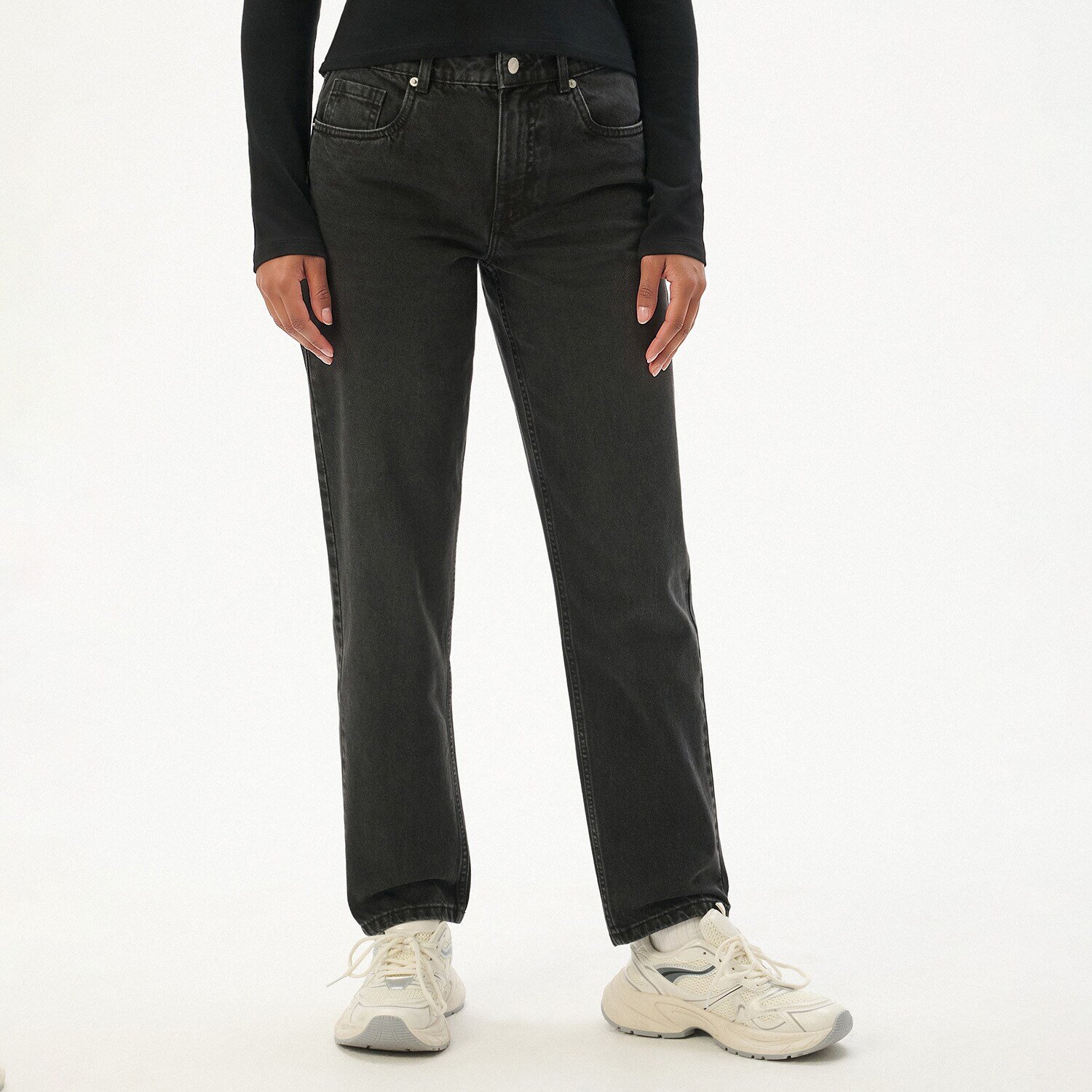 Cropp Blugi cu efect de prespălare TALL - negru