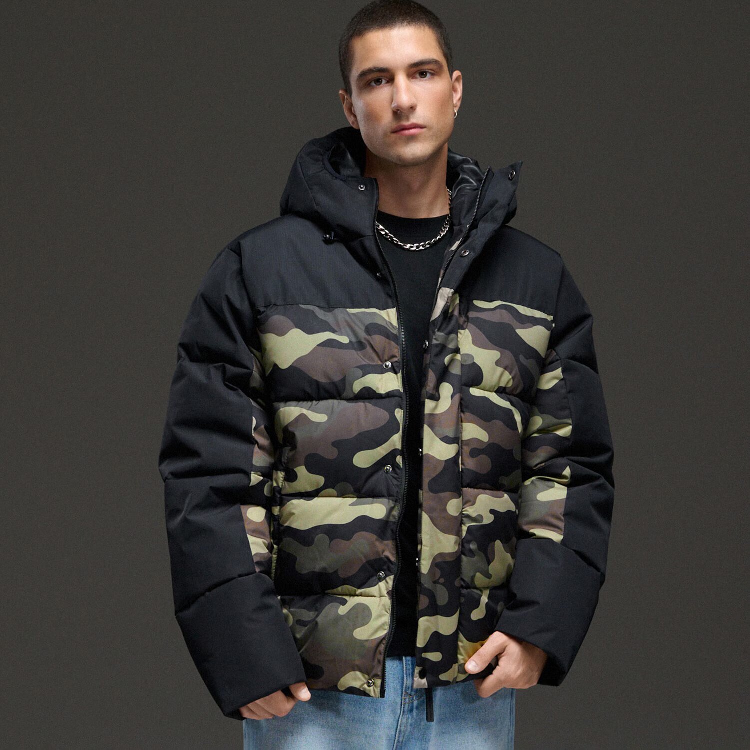 Cropp Geacă camuflaj cu glugă - verde