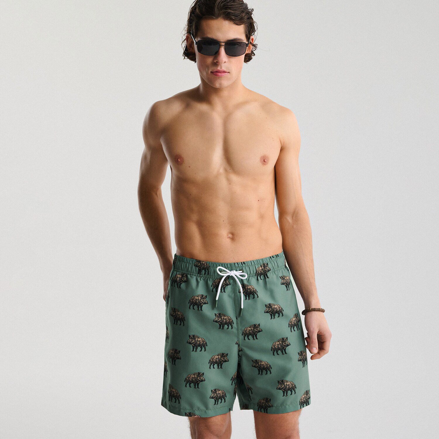 Cropp Pantaloni scurți de baie cu imprimeu - verde-pal