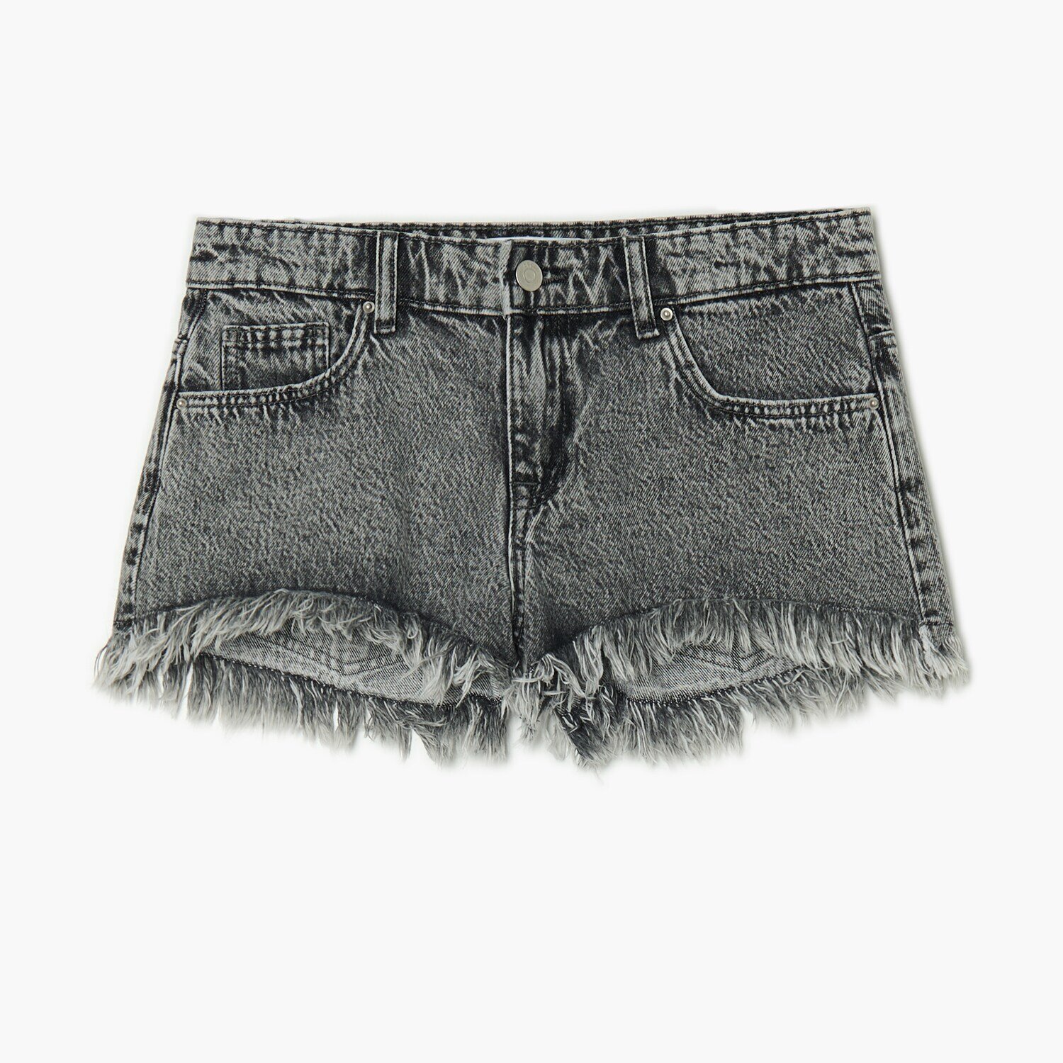 Cropp Pantaloni scurți din denim cu tiv franjurat - gri-închis
