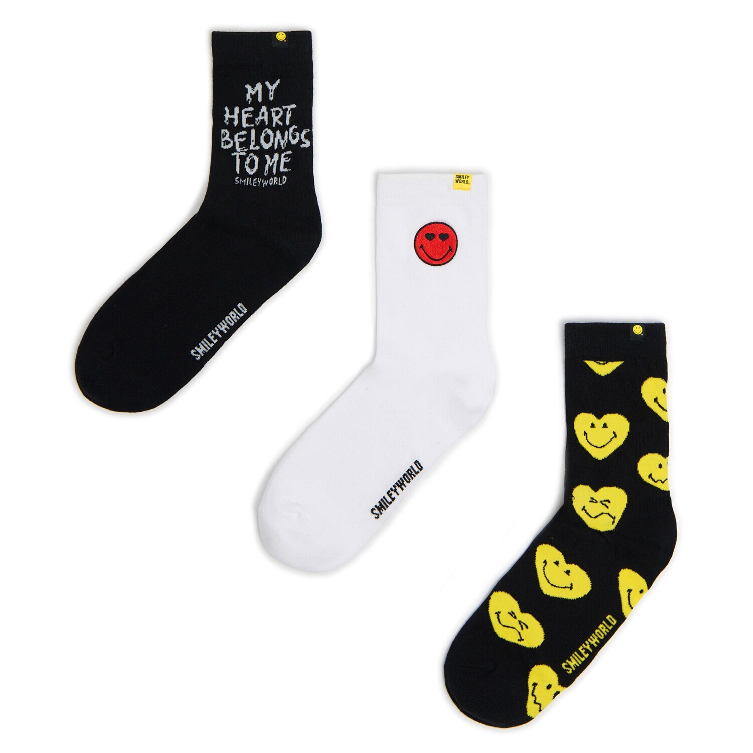 Cropp Set de 3 perechi de șosete lungi Smiley® World - negru