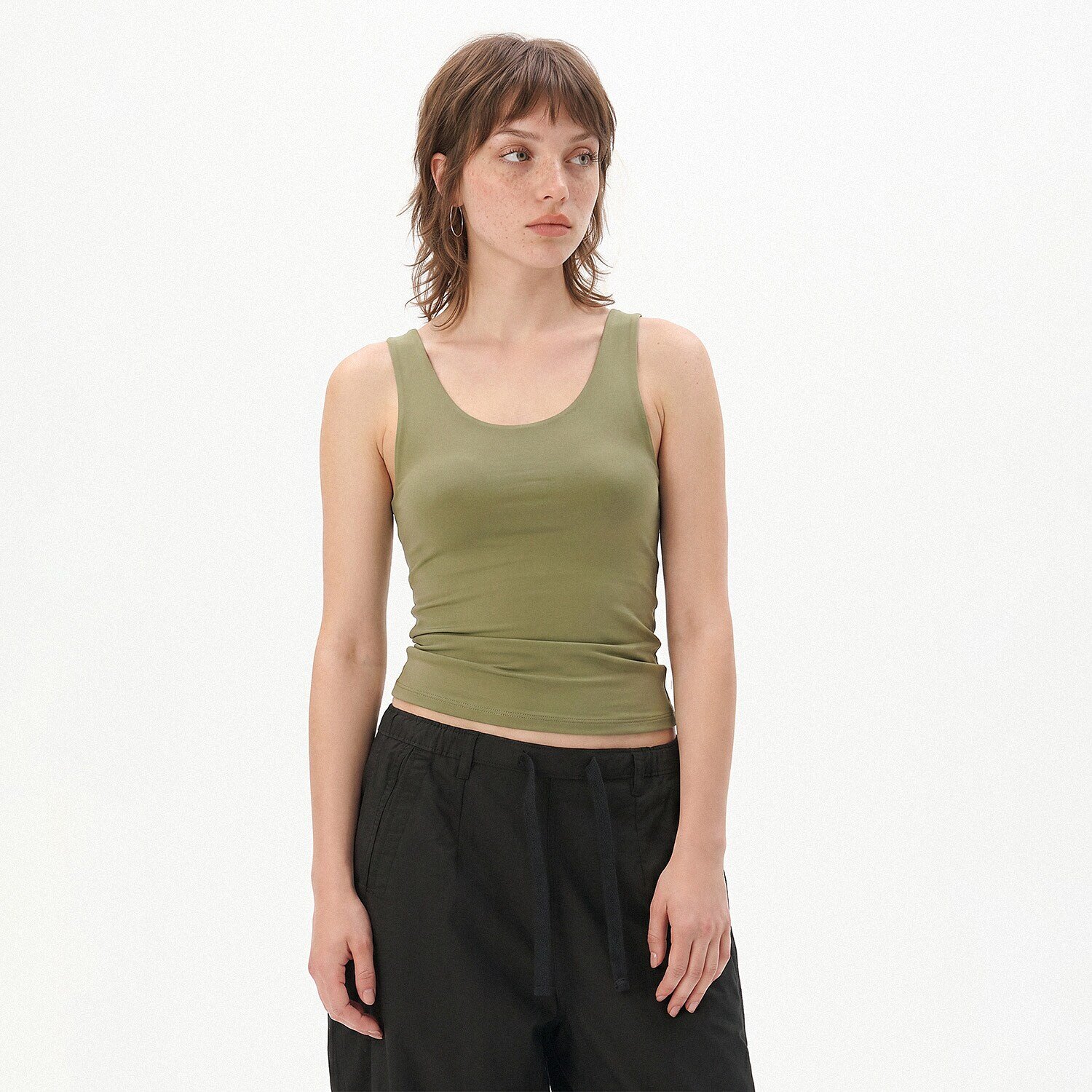 Cropp Top cu bretele subțiri - verde-oliv