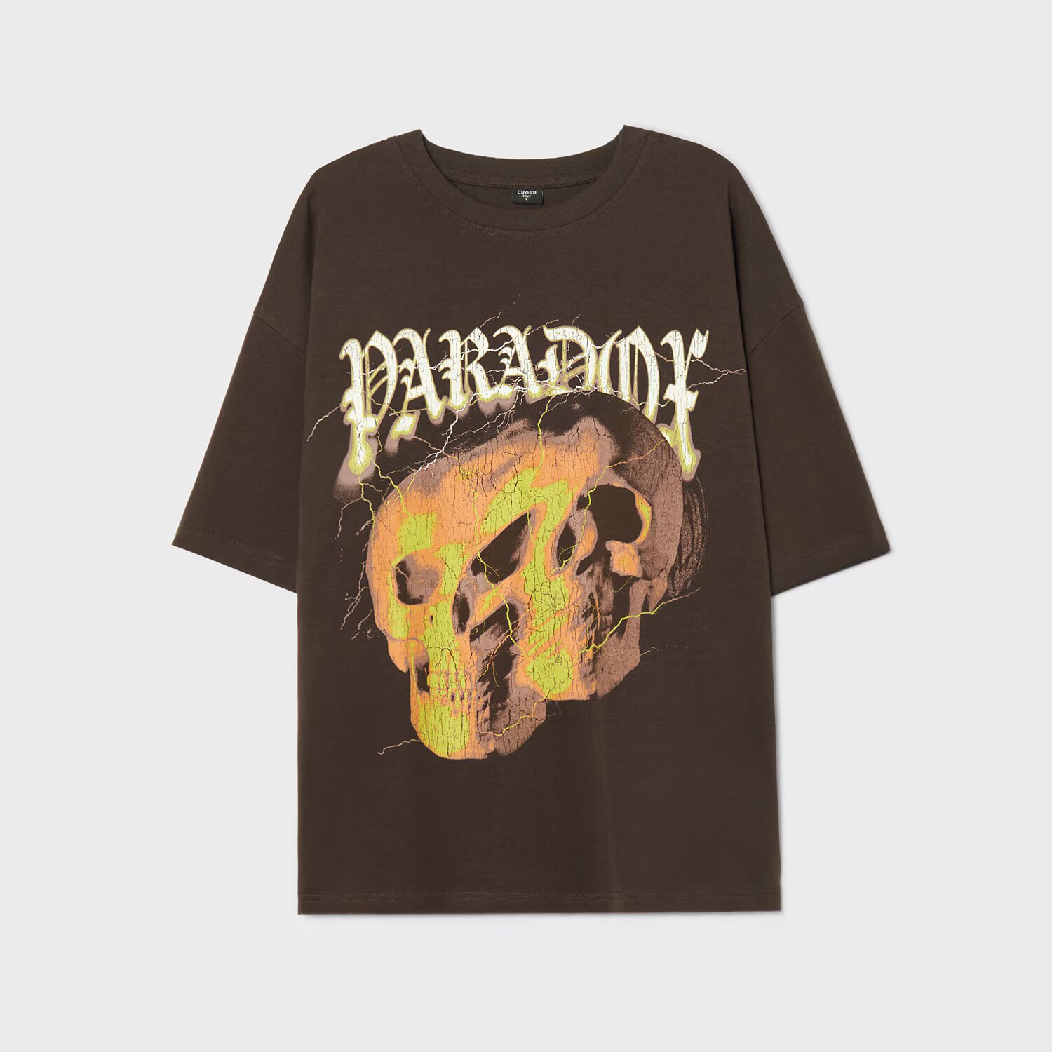 Cropp Tricou cu imprimeu - maro-închis