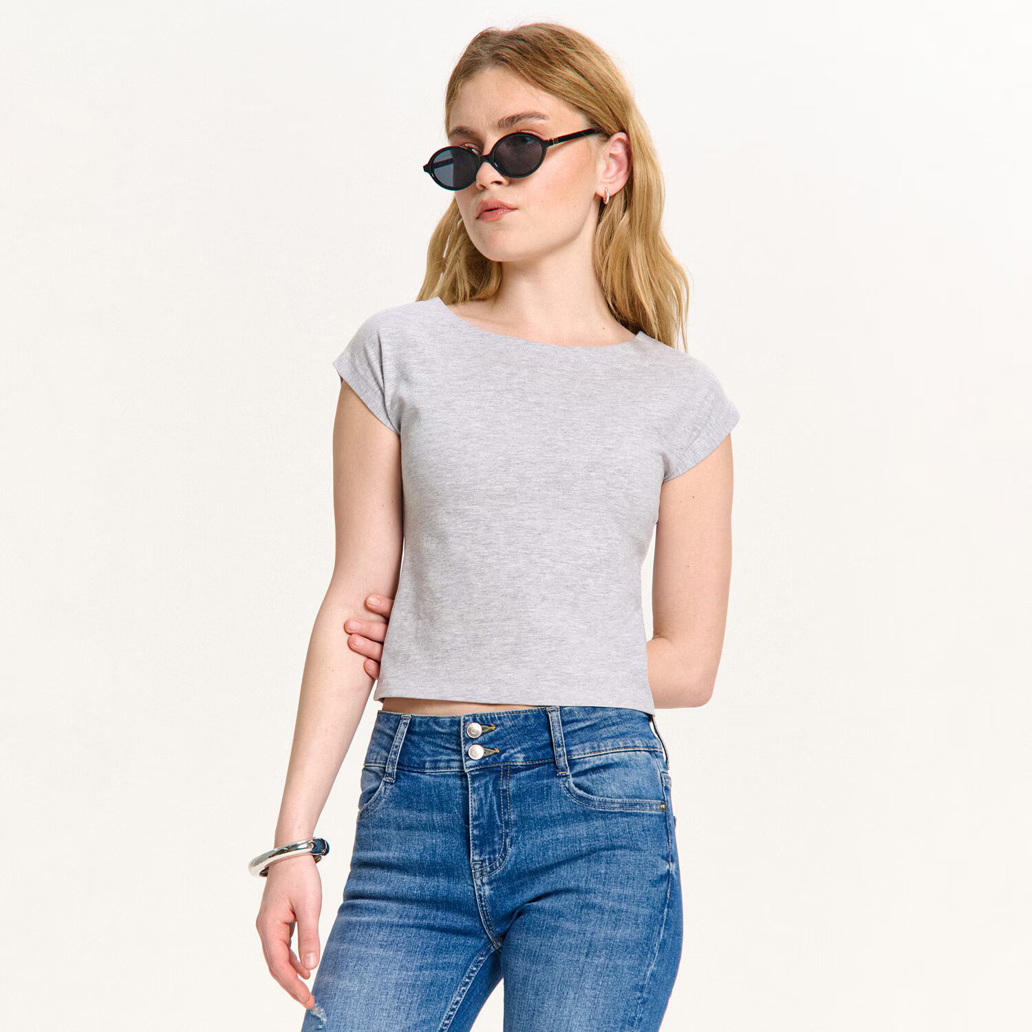 Cropp Tricou monocromatic - gri deschis