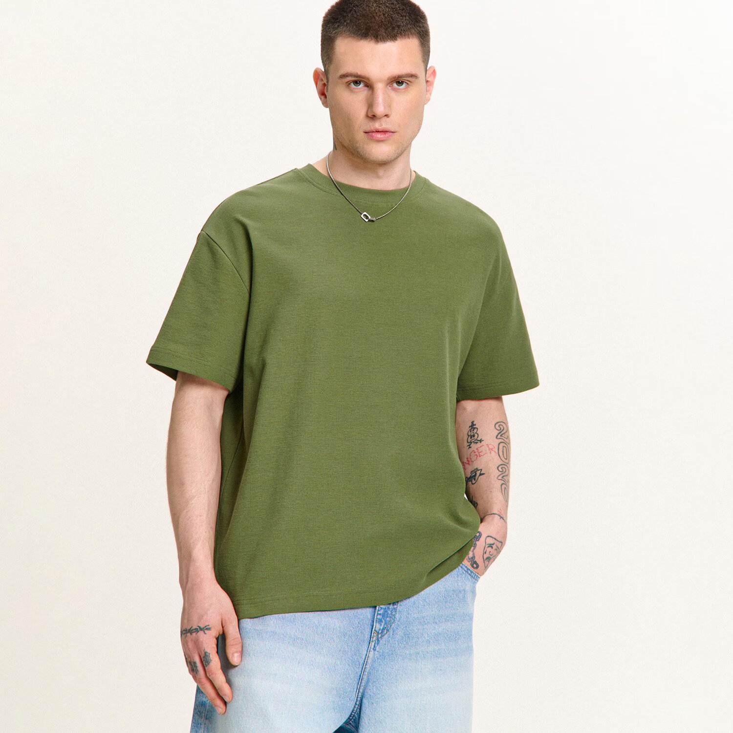Cropp Tricou monocromatic - verde