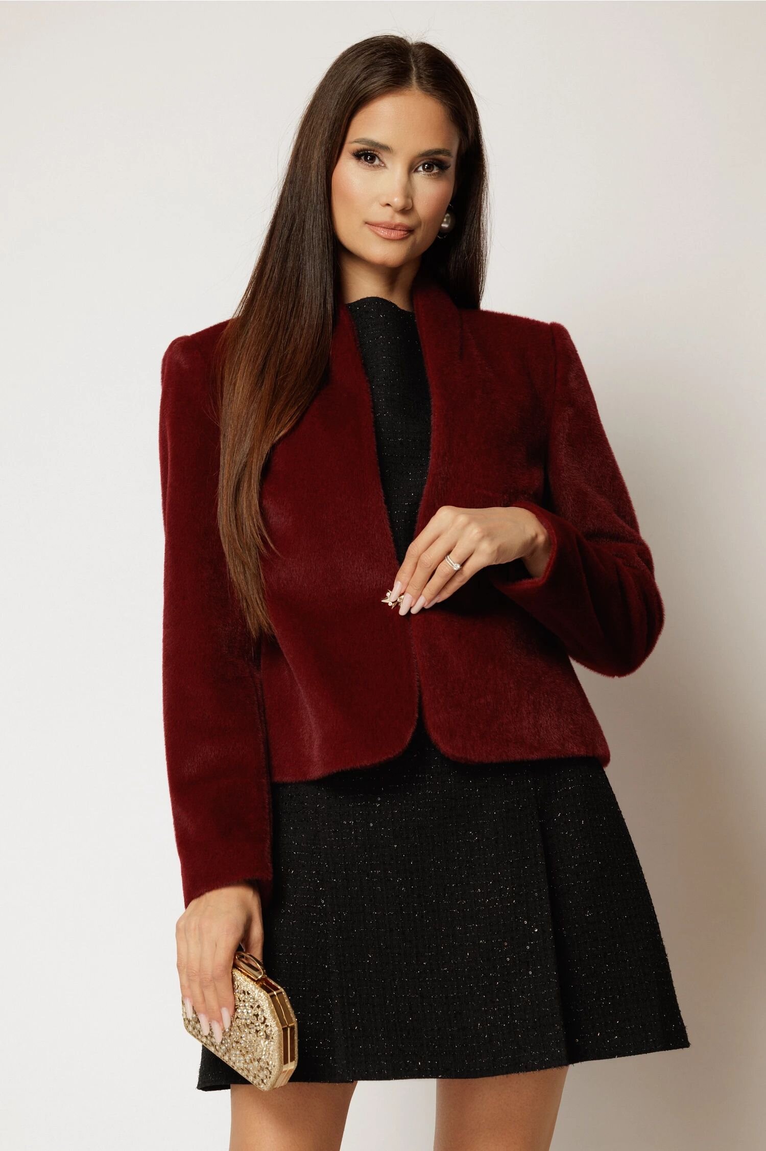  Blanita dama scurta bordo cu inchidere eleganta