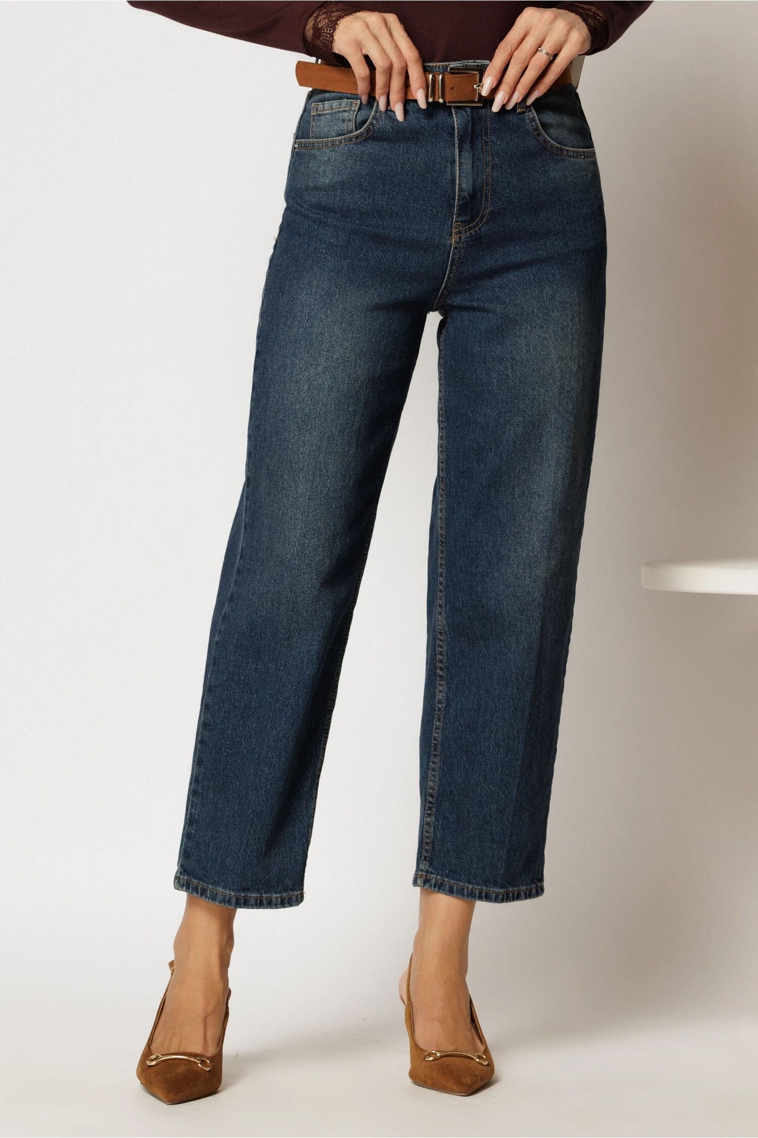  Blugi albastri mom fit casual
