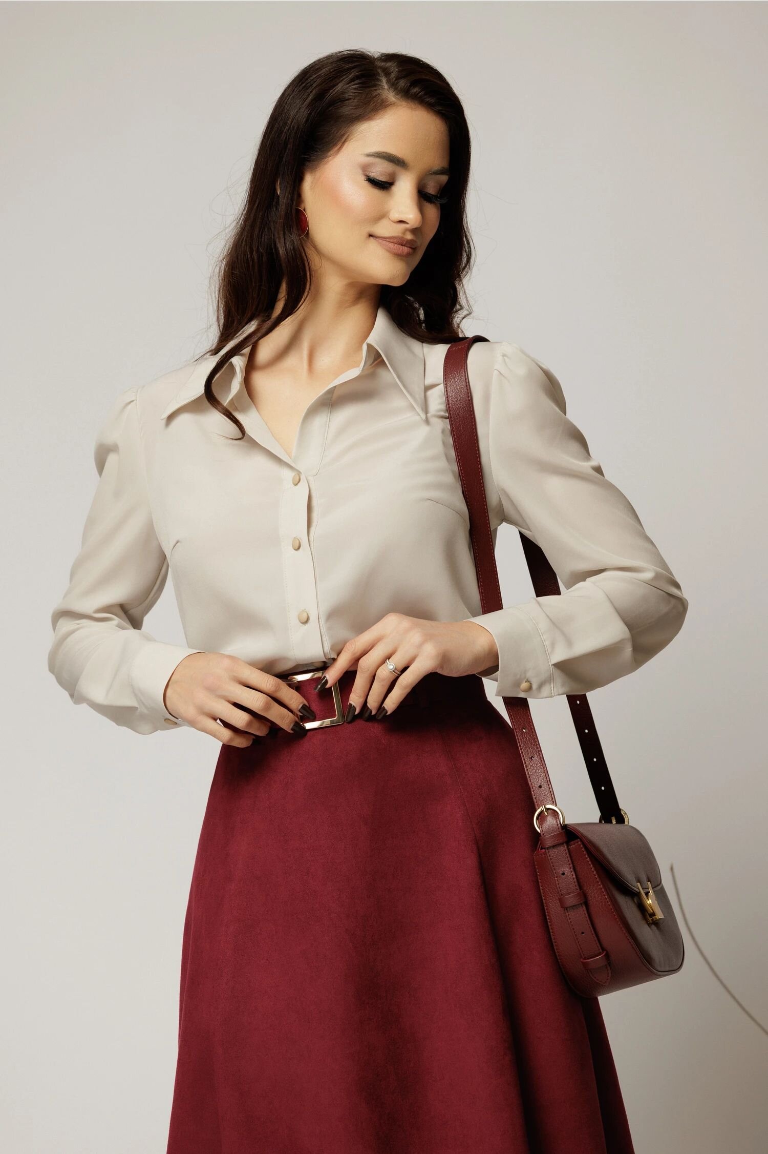 Camasa DY Fashion ivoar cu guler si inchidere cu nasturi
