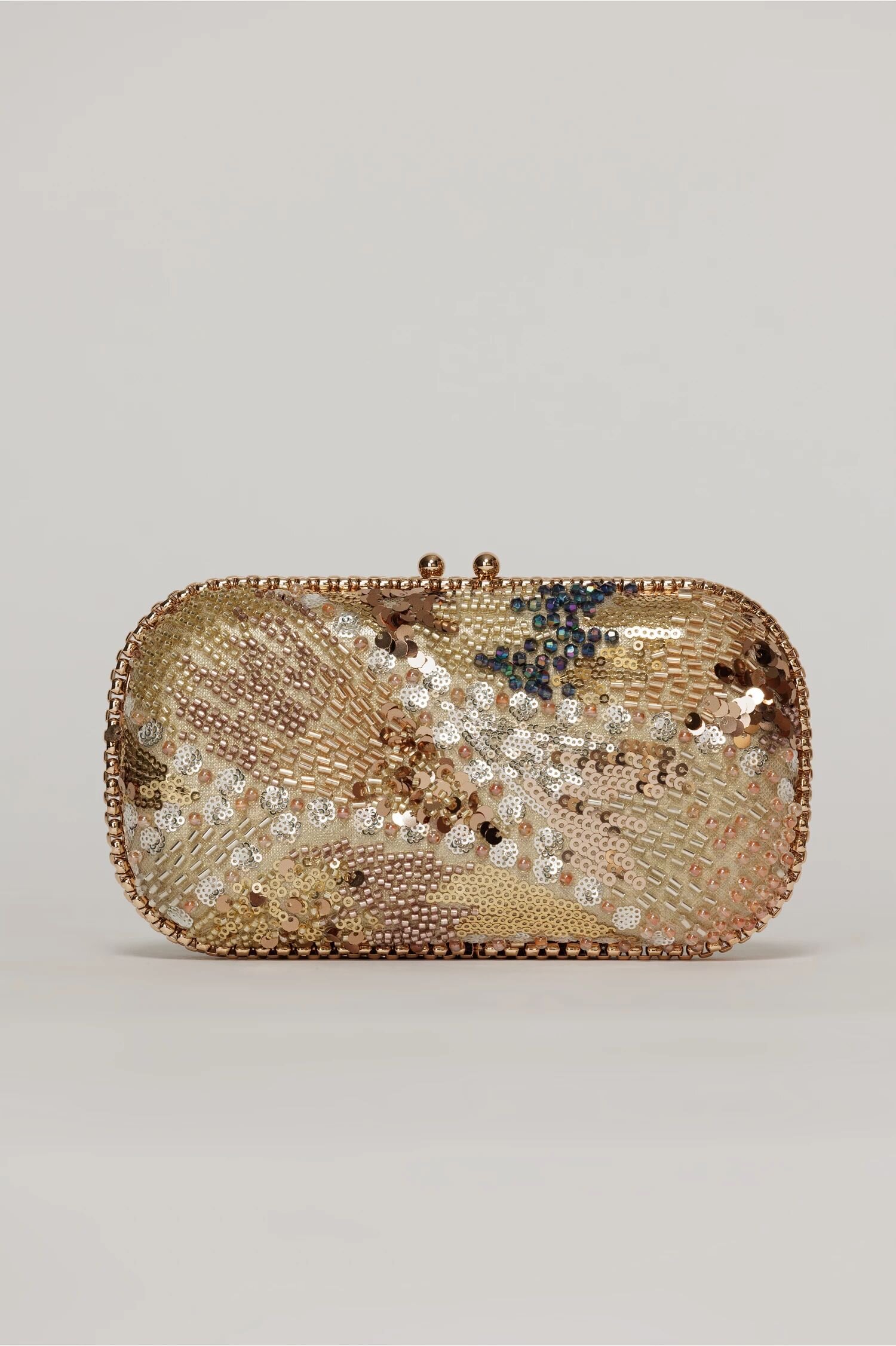  Clutch de ocazie auriu cu margele si paiete