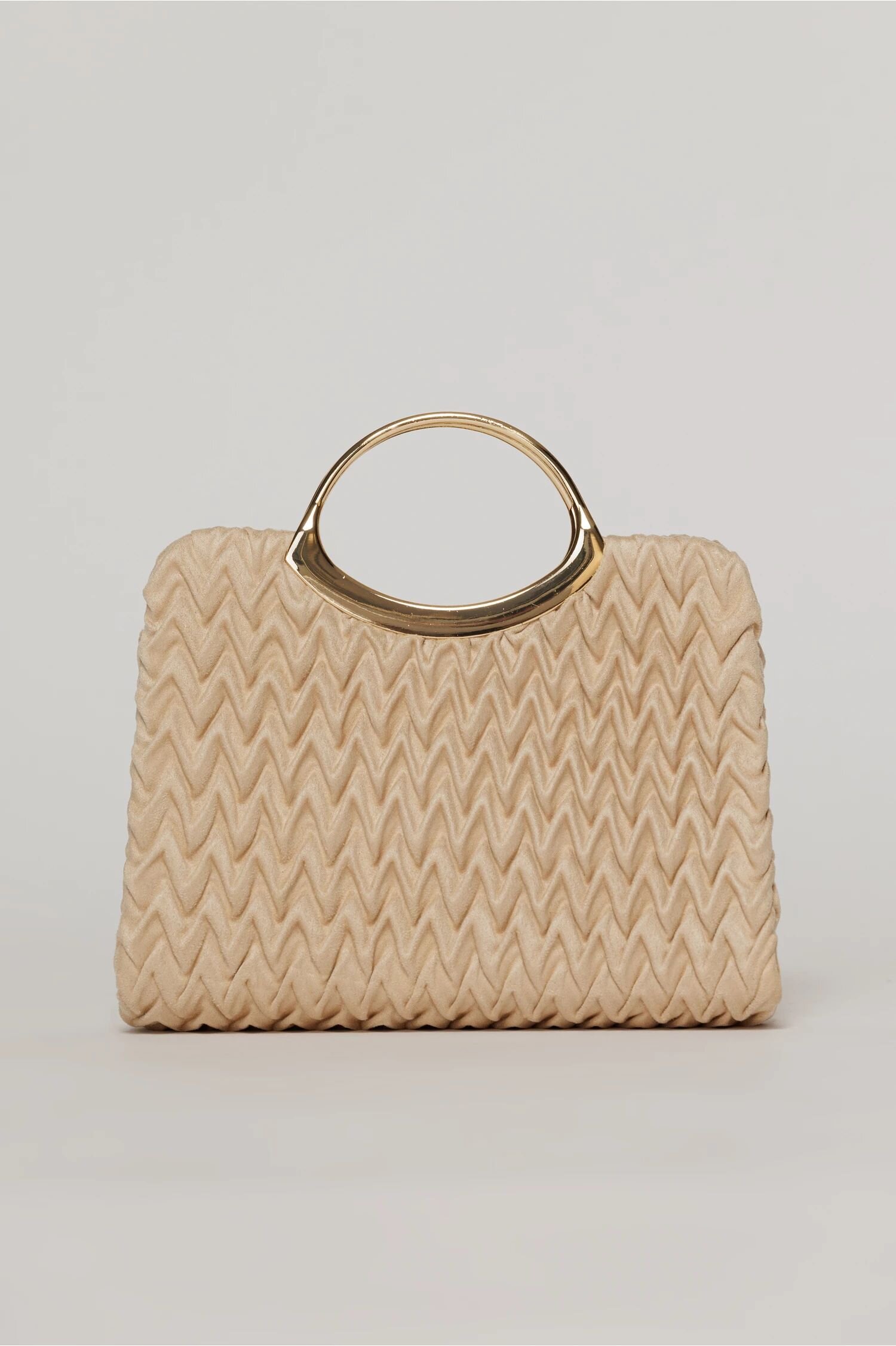  Clutch elegant bej din piele ecologica intoarsa cu design modern