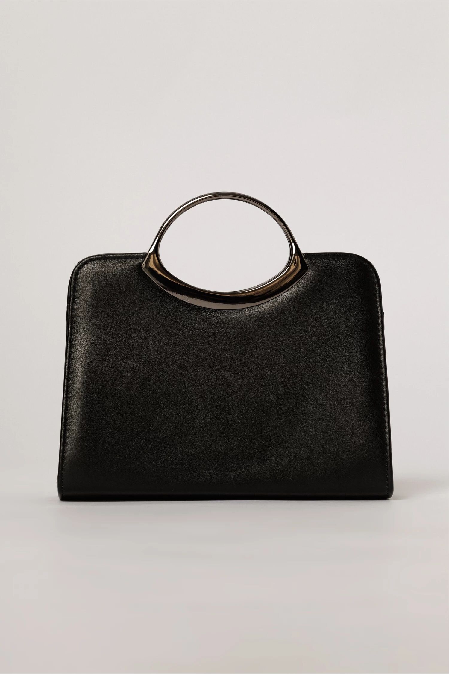  Clutch elegant negru din piele ecologica cu design modern