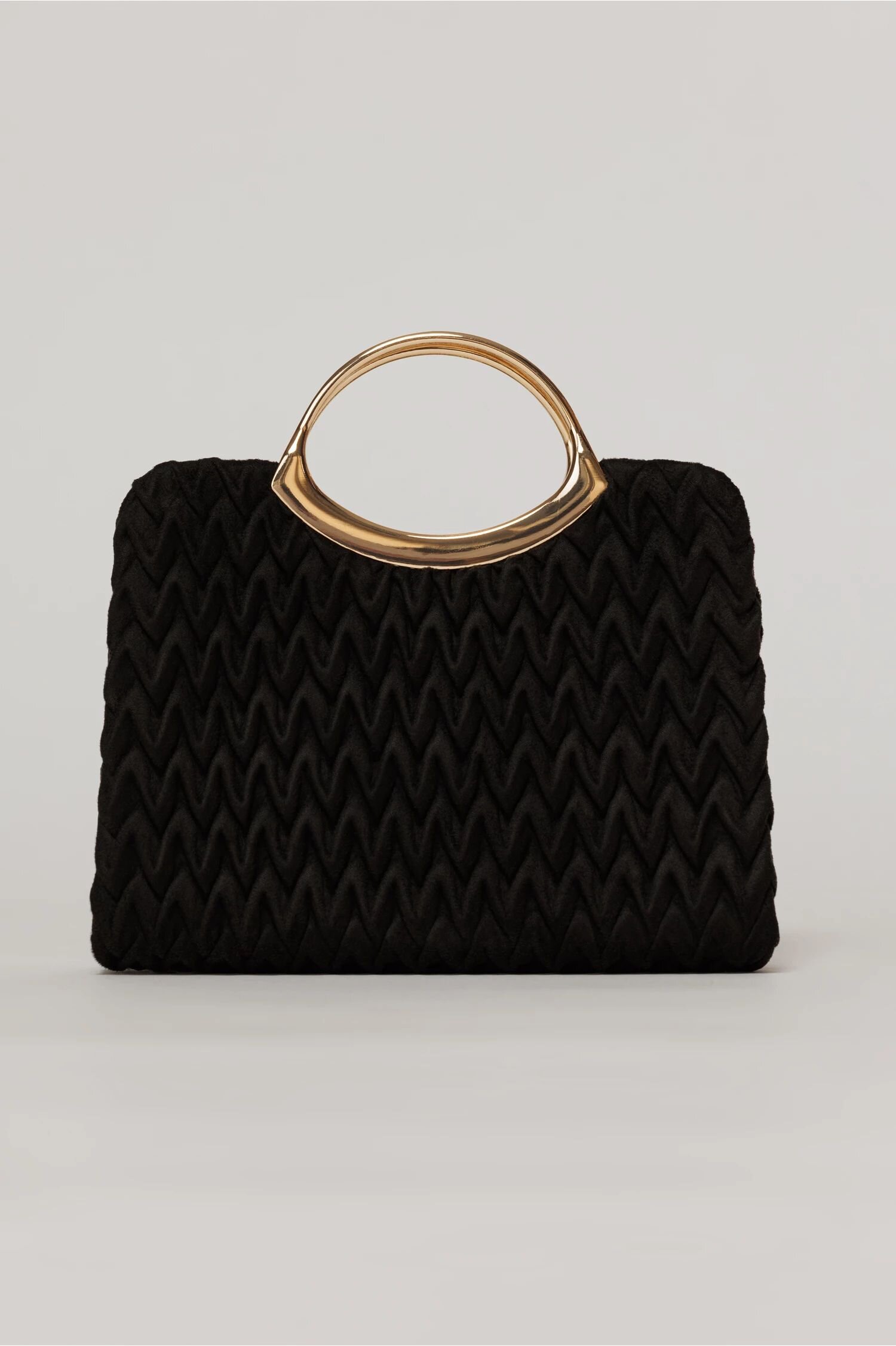  Clutch elegant negru din piele ecologica intoarsa cu design modern