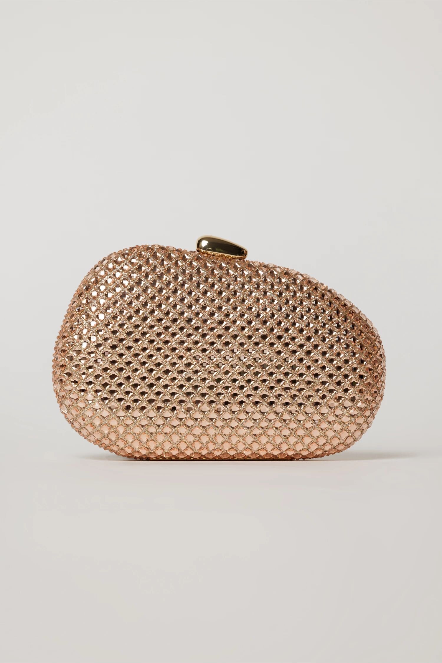  Clutch elegant rose cu cristale stralucitoare