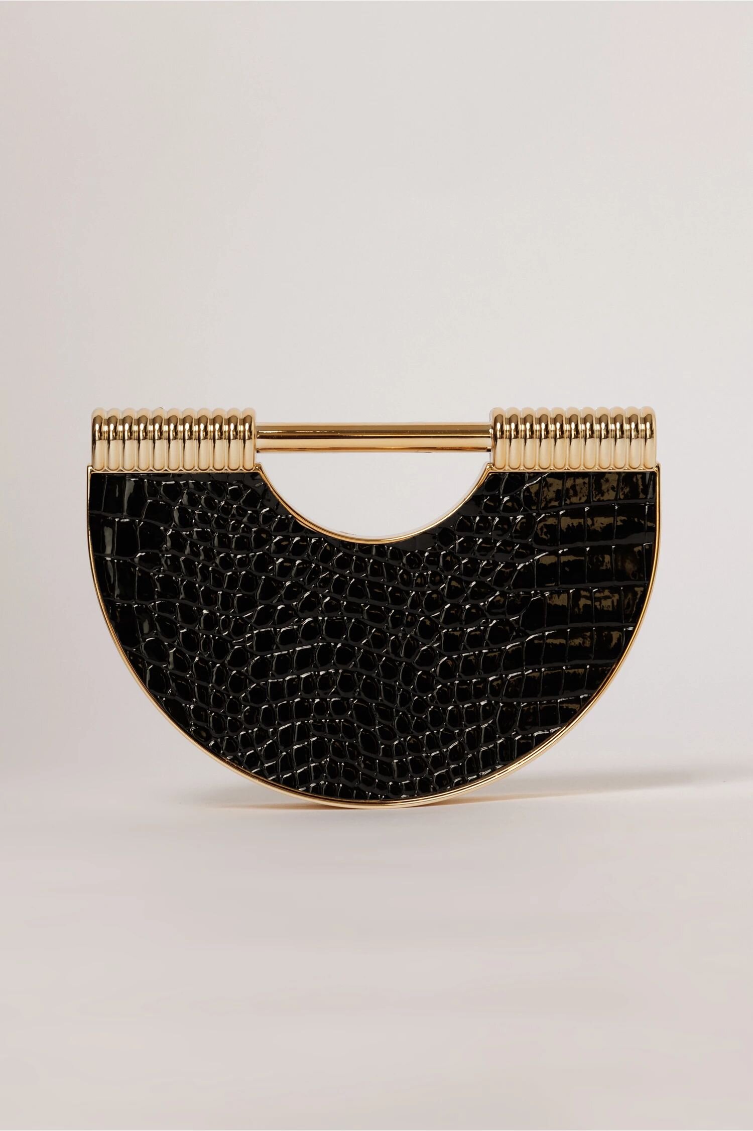  Clutch negru cu design deosebit si aspect de piele de crocodil