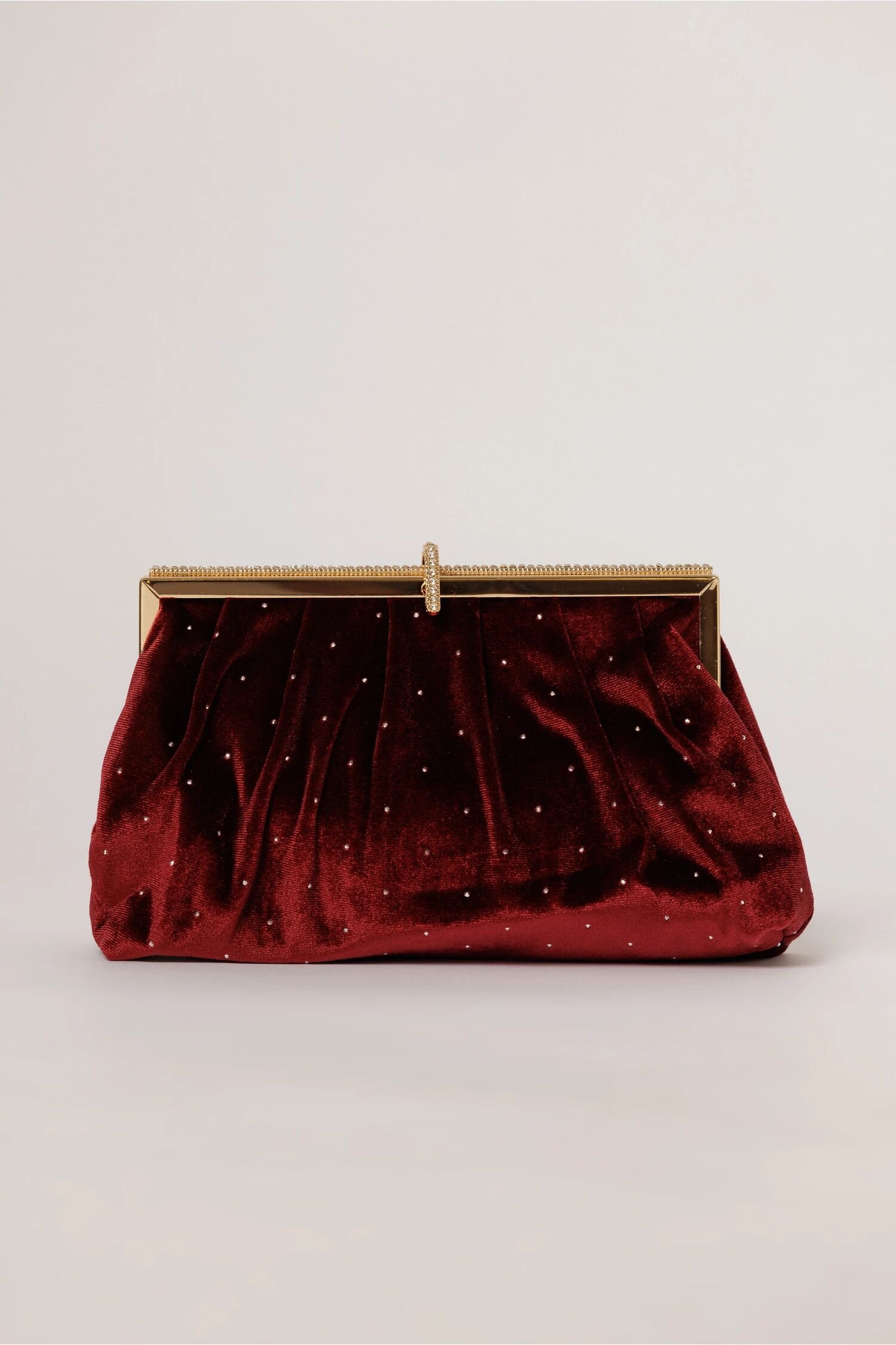  Clutch plic bordo catifelat decorat cu pietre stralucitoare