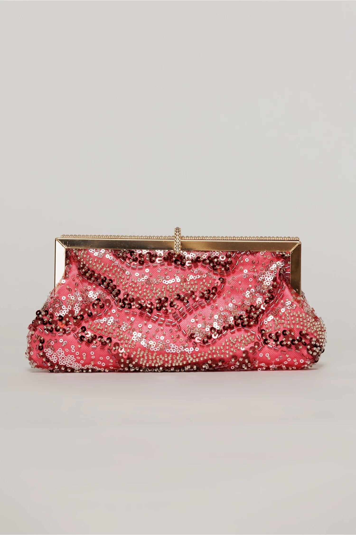 Clutch plic rosu cu paiete si margele
