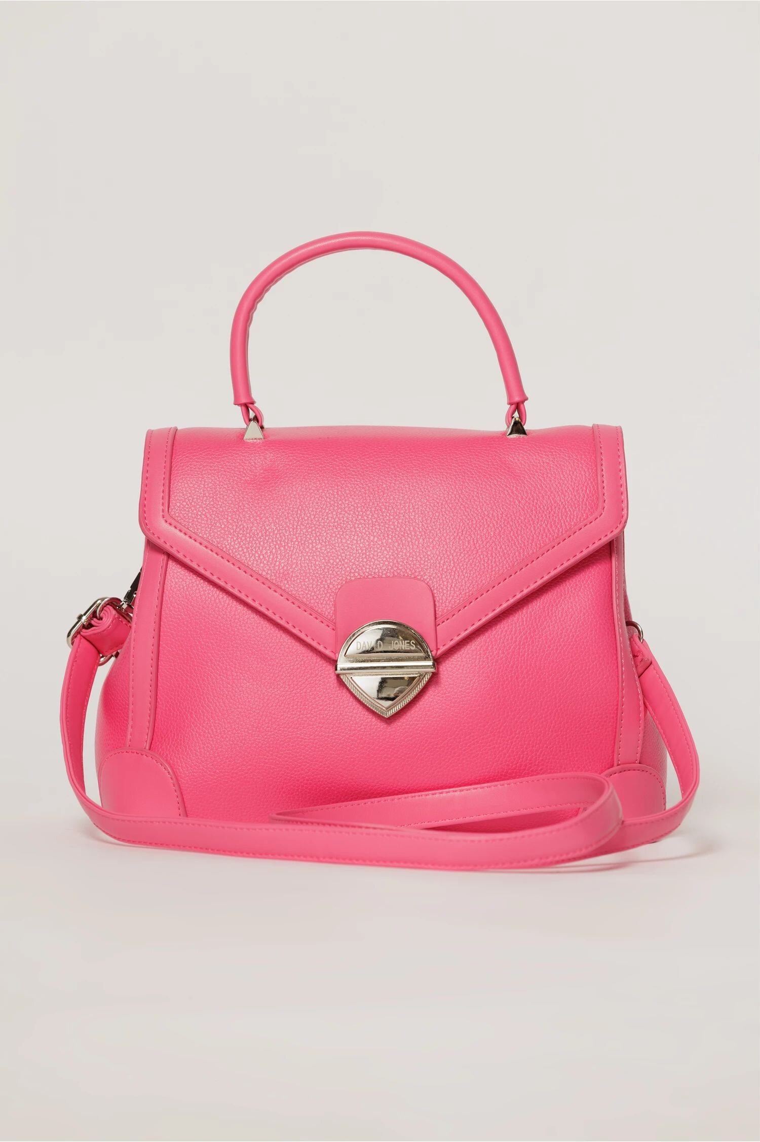  Geanta fucsia design structurat si inchidere metalica