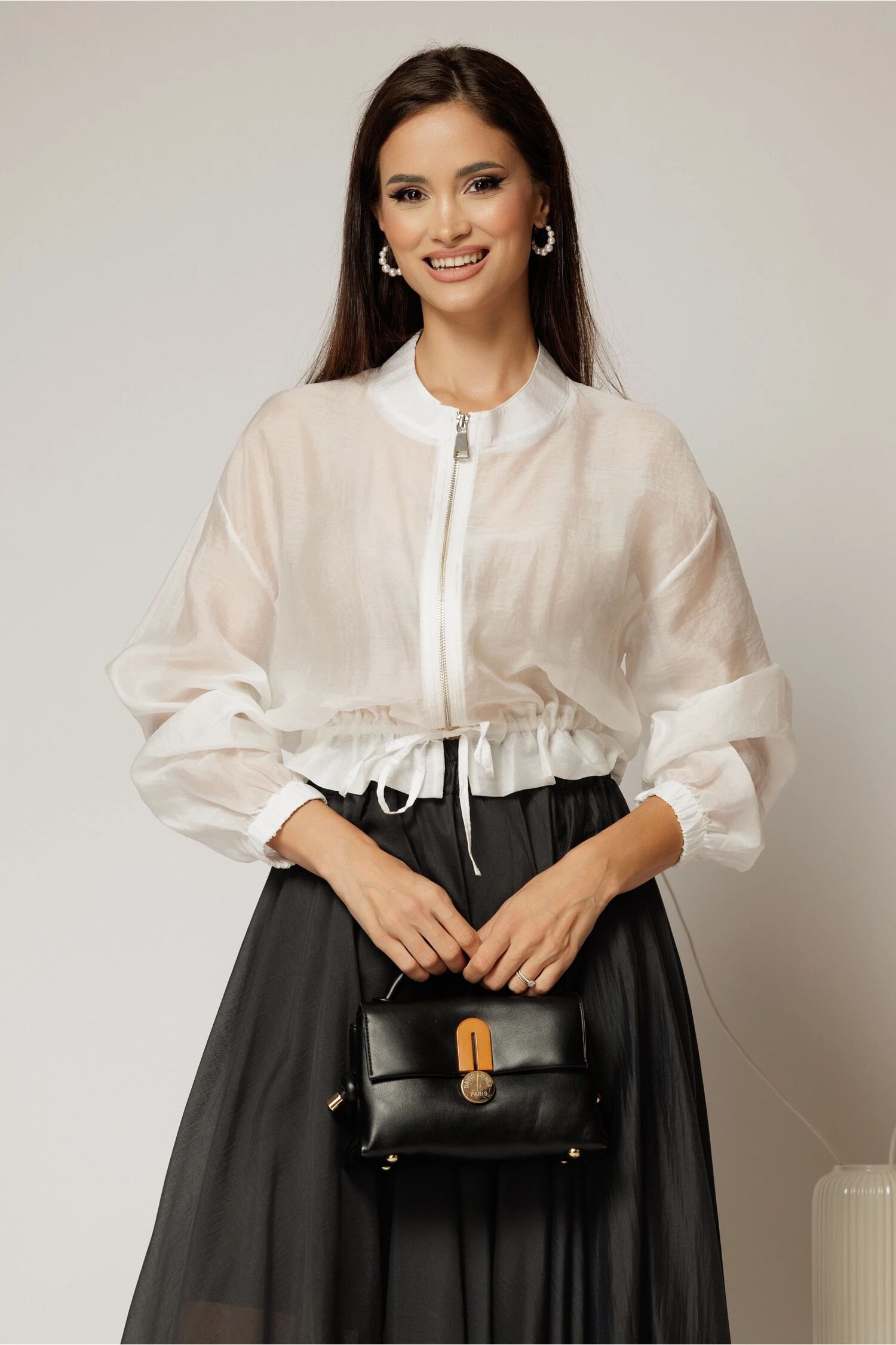  Jacheta alba subtire tip bomber