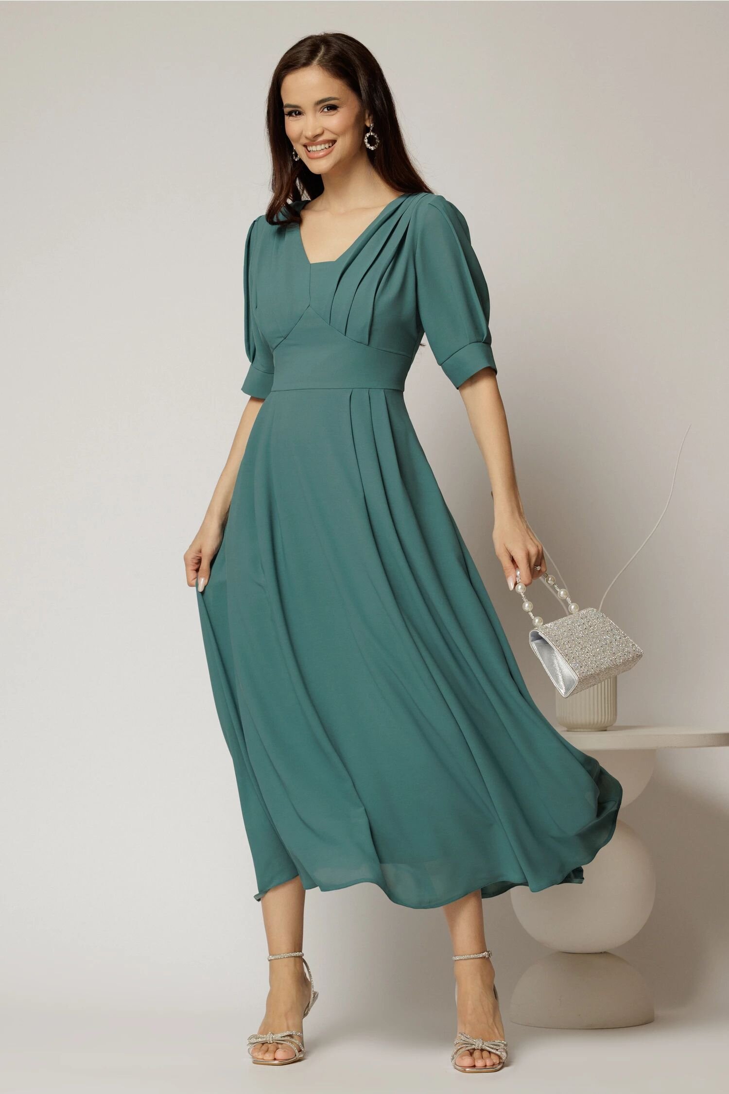  Rochie de ocazie turcoaz lunga de ocazie