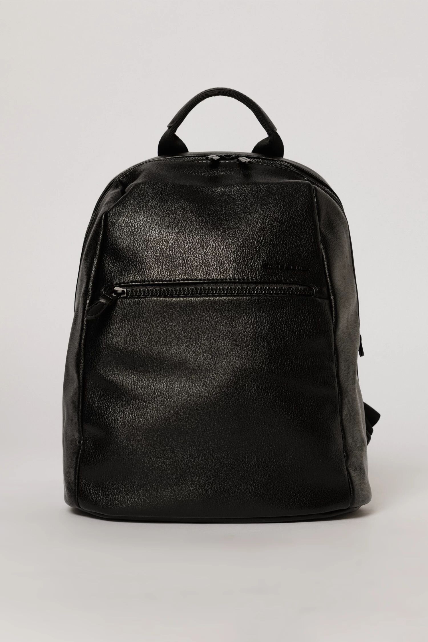  Rucsac casual negru cu buzunar frontal si aspect rafinat