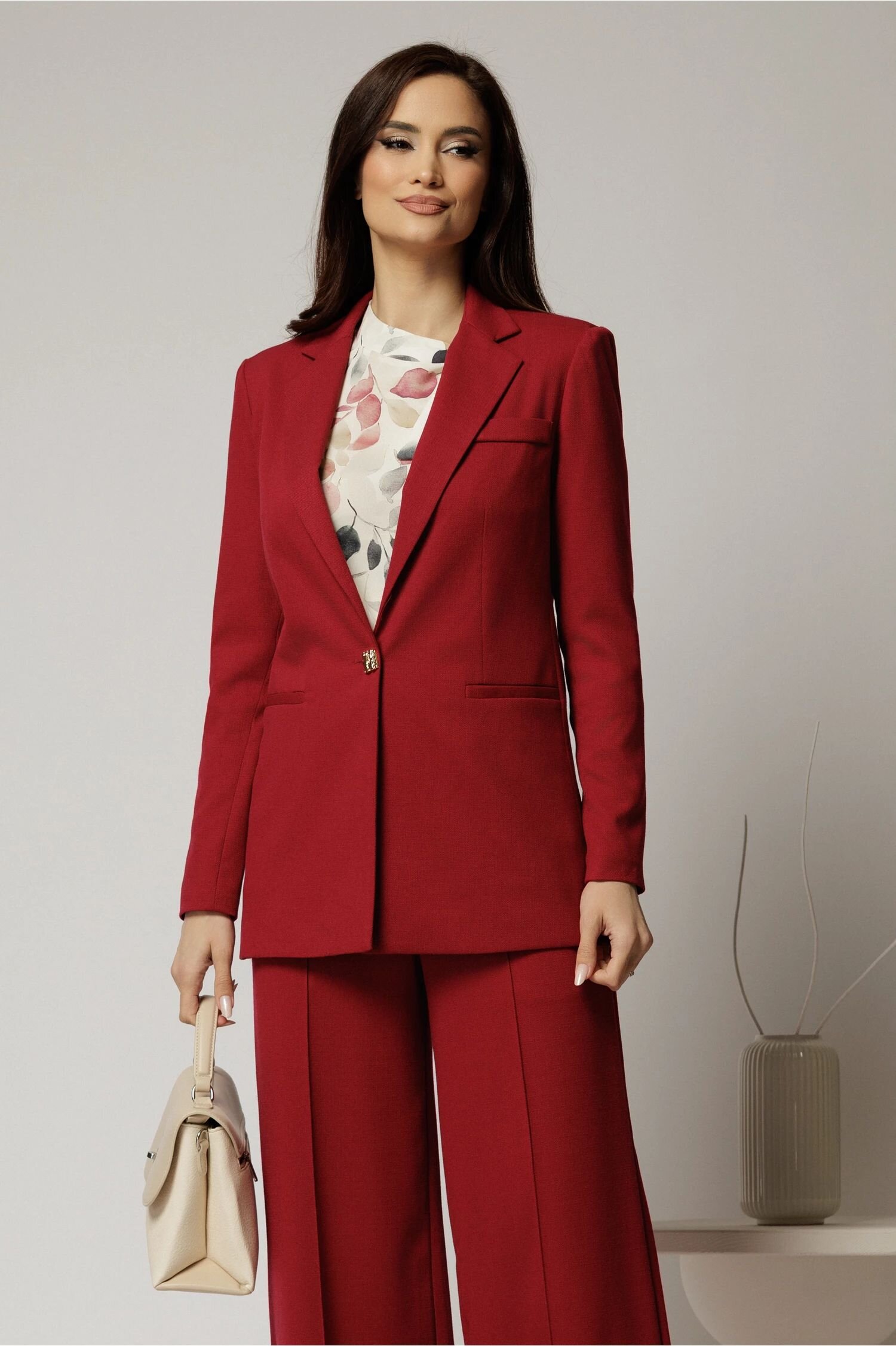  Sacou DY Fashion bordo oversize cu detalii la spate