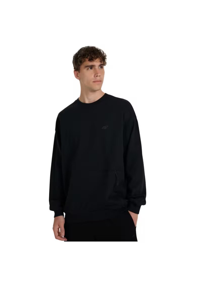 4F Bluza barbati negru - fara gluga - fara fermoar