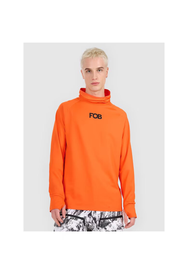 4F Bluza sport barbati - termica - guler rulat - uscare rapida - portocalie - poliester
