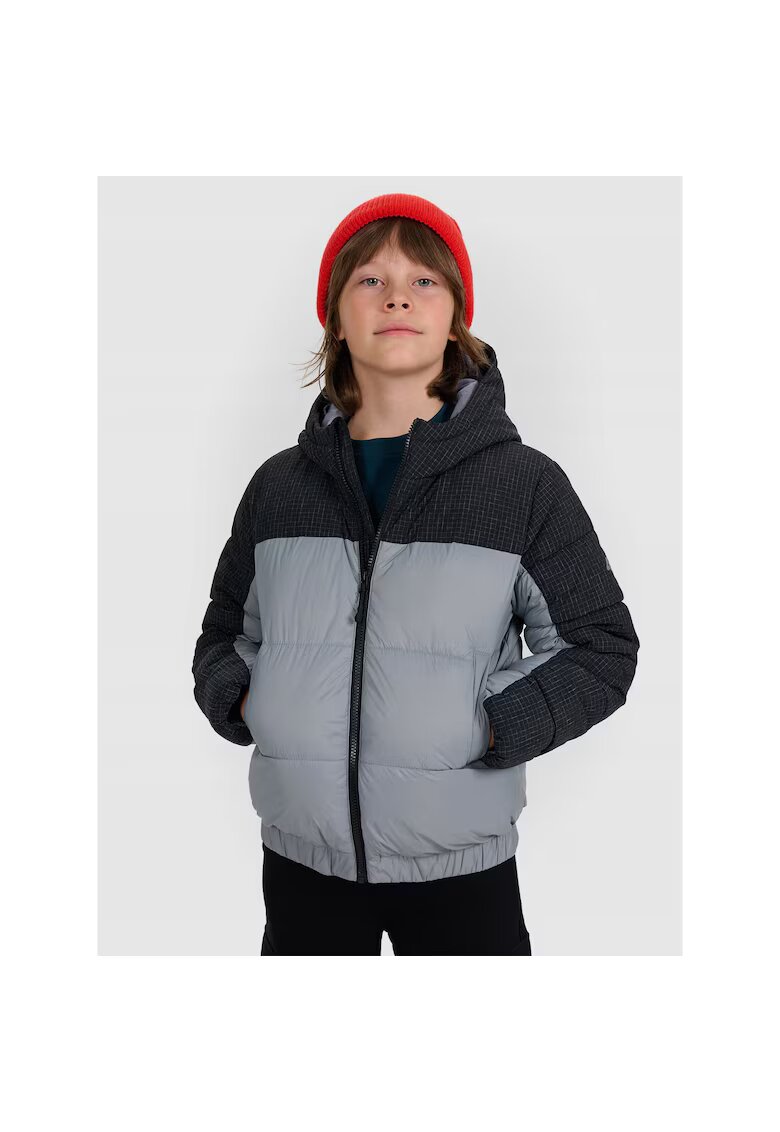 4F Geaca sport baieti - poliester - gri/negru