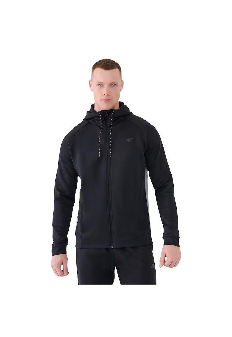 4F Hanorac pentru barbati negru - cu gluga reglabila - sintetic - negru