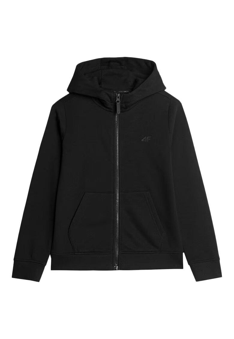 4F Hanorac sport copii croiala regulata - gluga integrata - bumbac - negru