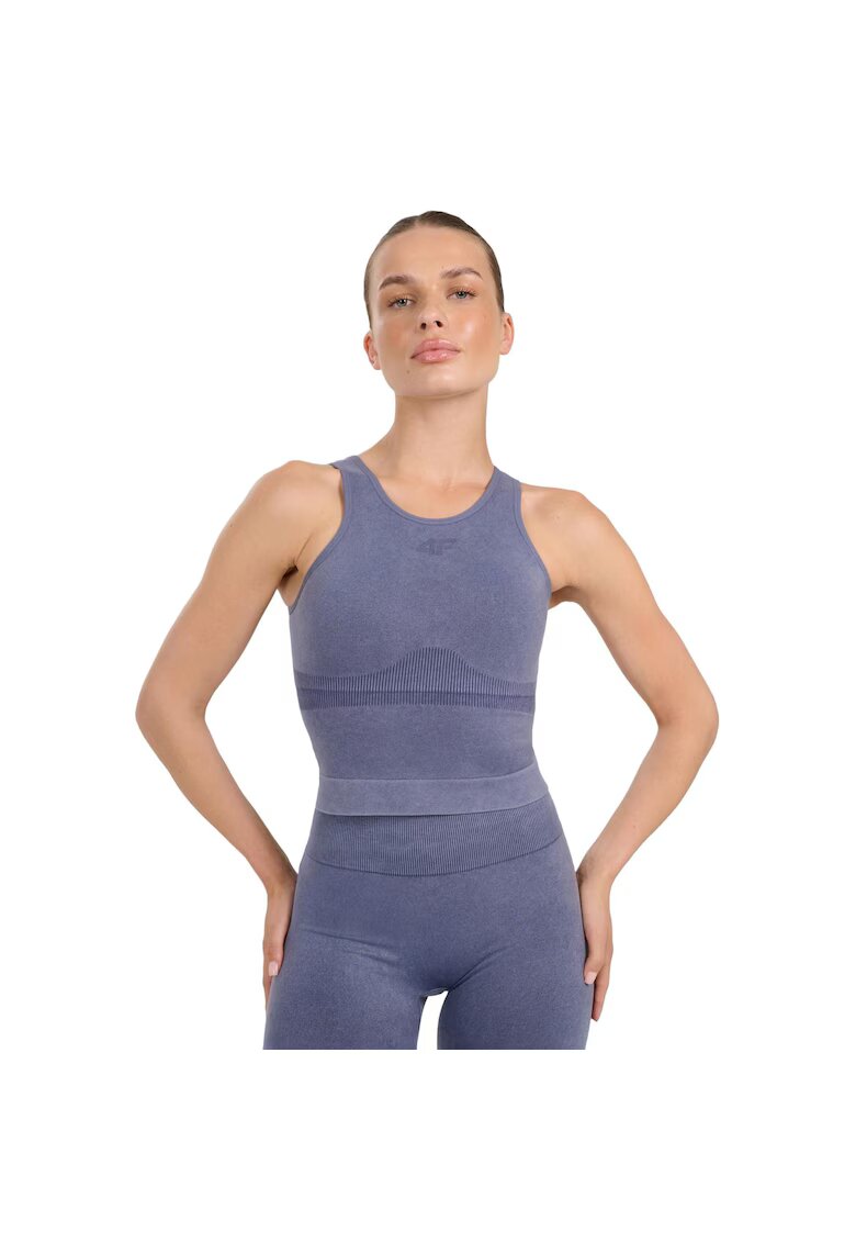 4F Maiou sport dama - poliester - albastru - cu sutien incorporat - uscare rapida -