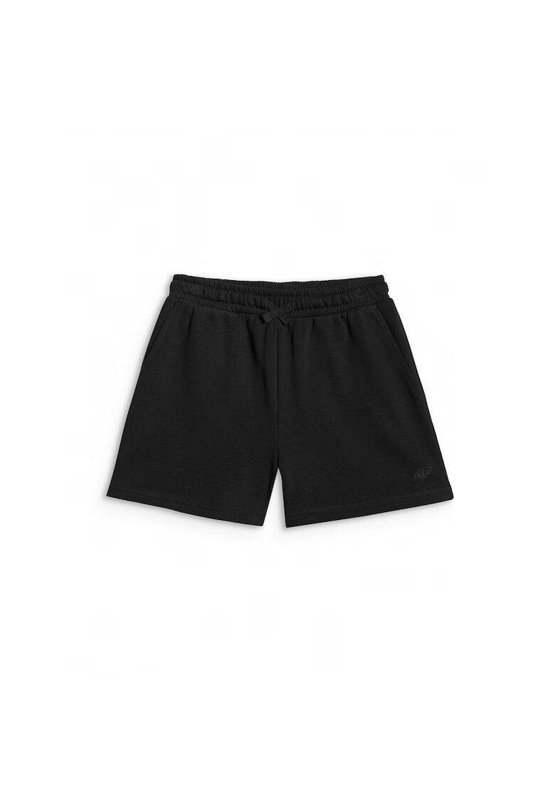 4F Pantaloni de trening pentru fete - negri - croiala oversize - bumbac
