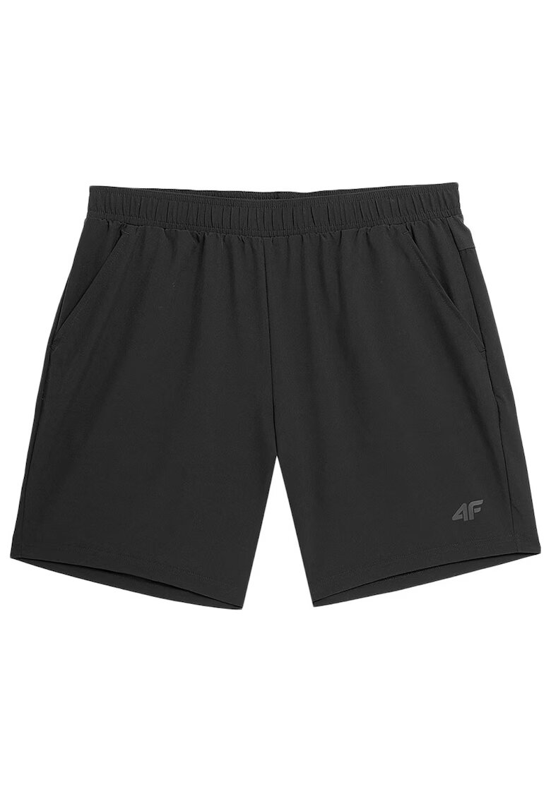 4F Pantaloni scurti barbati croiala regulata - talie elastica - negru - poliester-elastan -