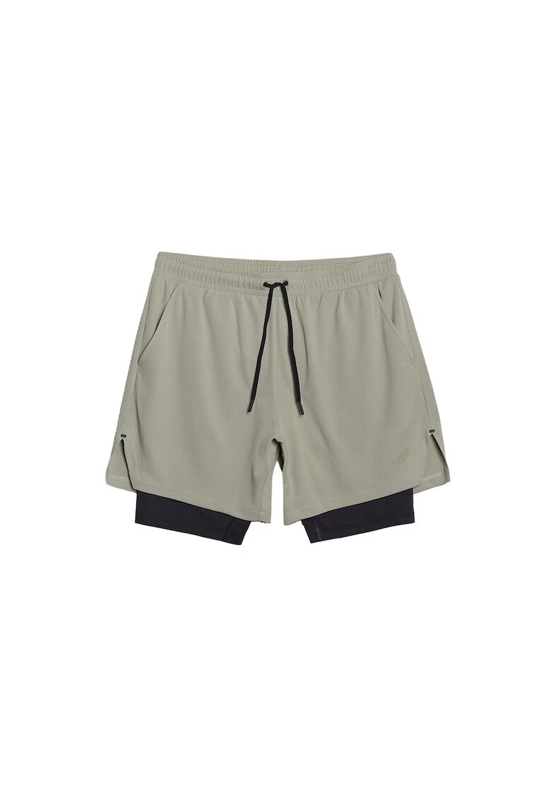 4F Pantaloni scurti de trening Kaki - uscare rapida - pentru barbati - material sintetic