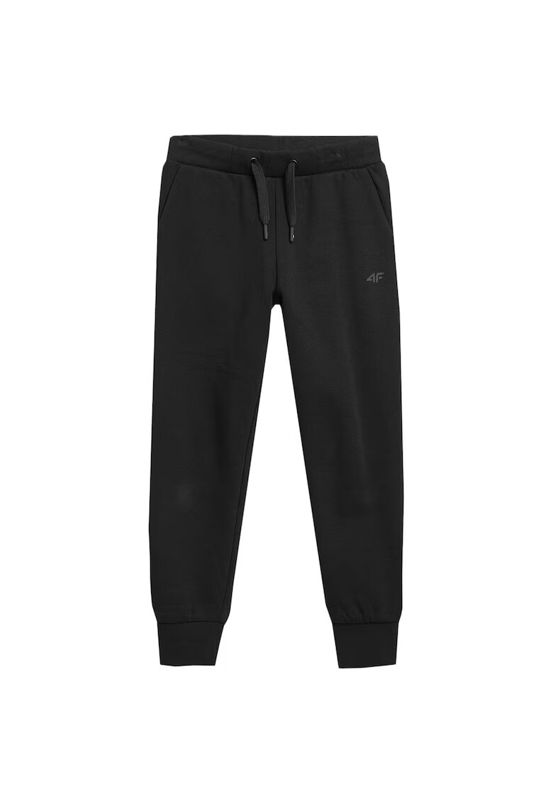 4F Pantaloni sport copii talie elastica - doua buzunare - negru - bumbac