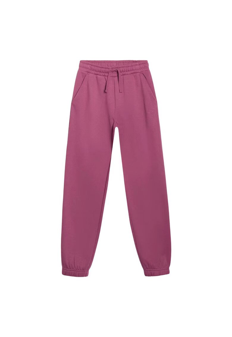 4F Pantaloni sport F1249 - bumbac - cu buzunare laterale - banda elastica ajustabila - roz
