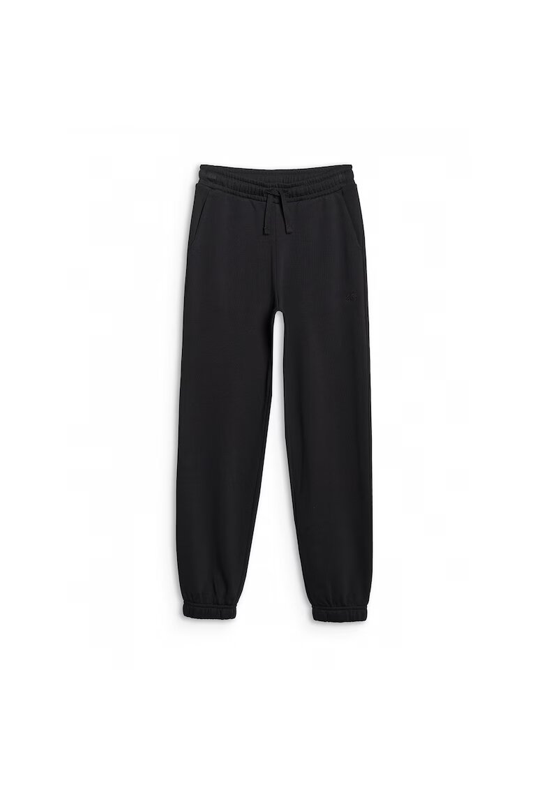 4F Pantaloni sport pentru baieti - negru - croiala oversize - material bumbac