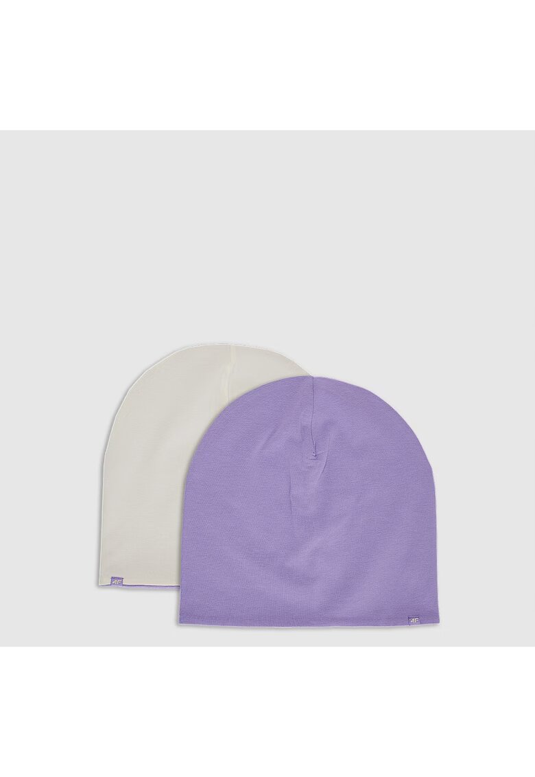 4F Set 2 Caciuli pentru copii - bumbac/elastan - bej/violet