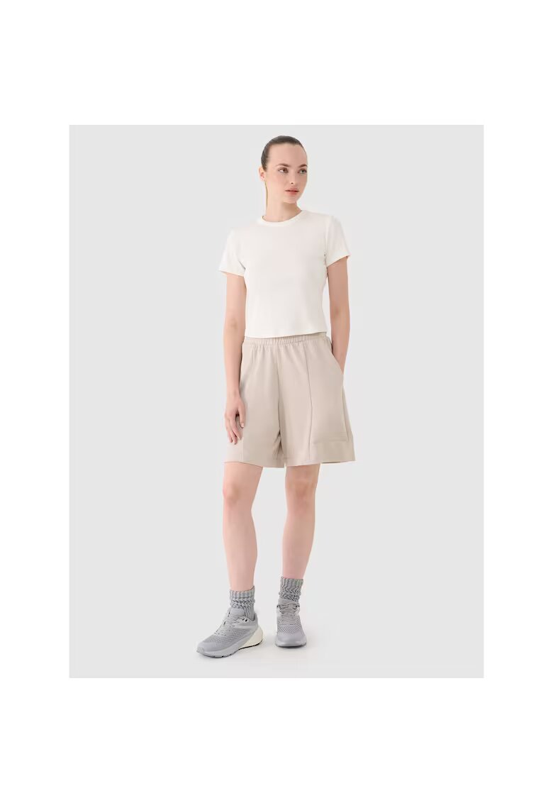 4F Sort casual dama din bumbac bej croiala regular - cu buzunare - Sportstyle - Bej