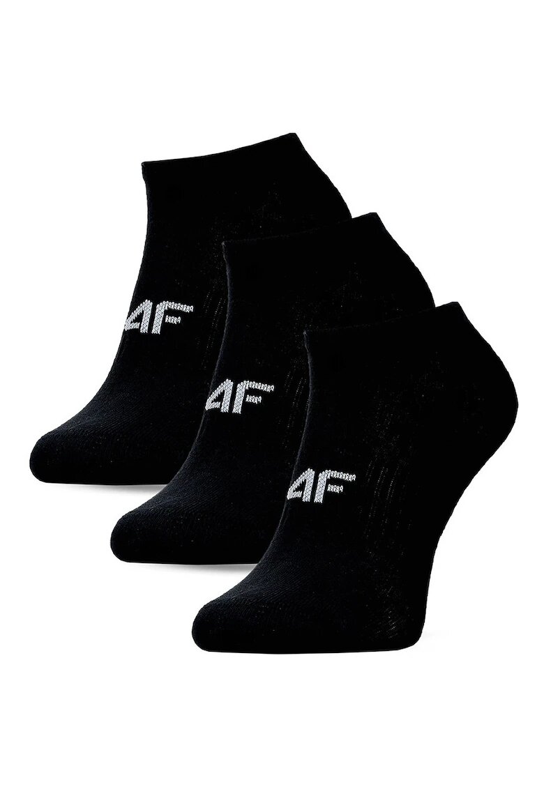 4F Sosete dama - set de 3 - negre - bumbac
