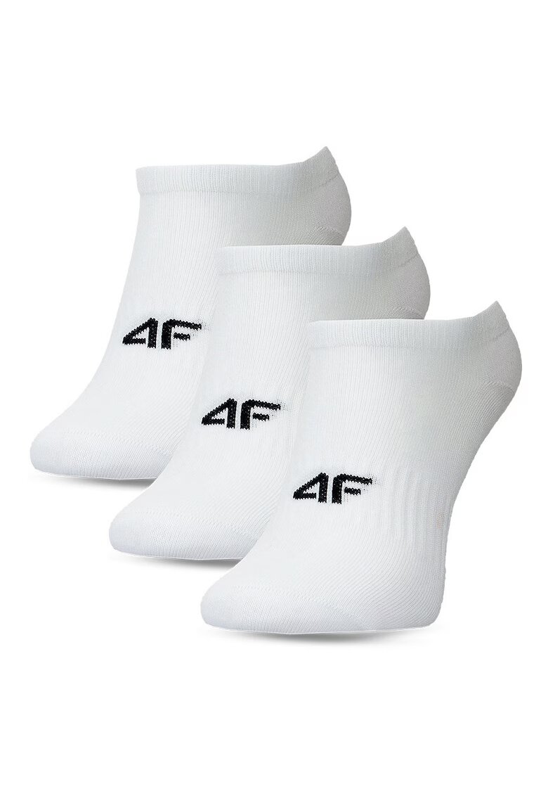 4F Sosete Talpici Femei Sportstyle 3 Perechi - Bumbac 70% - Taiere Joasa Invizibila - Marimi 35-42 - Alb