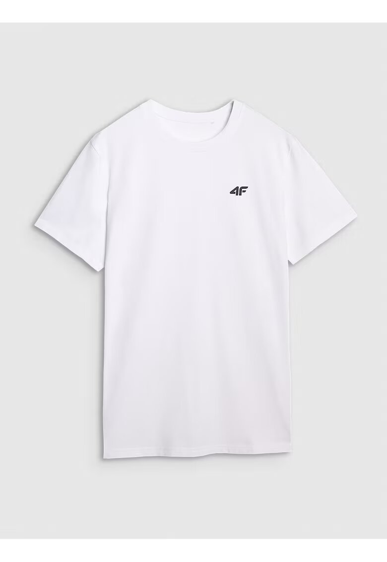 4F Tricou barbatesti normal - bumbac 100% - alb - maneca scurta