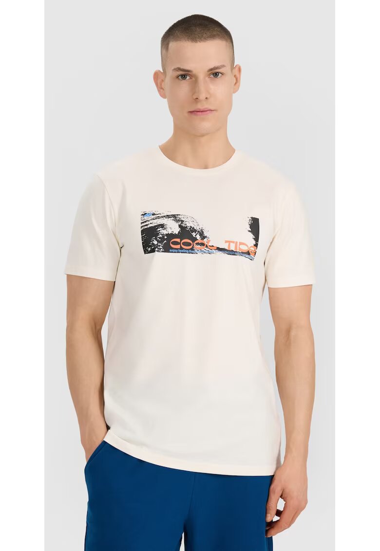 4F Tricou Barbati Cool Tide - Bumbac 100% - Alb Ecru - Regular Fit - Marimi S-XXL - SS25 - Sportstyle