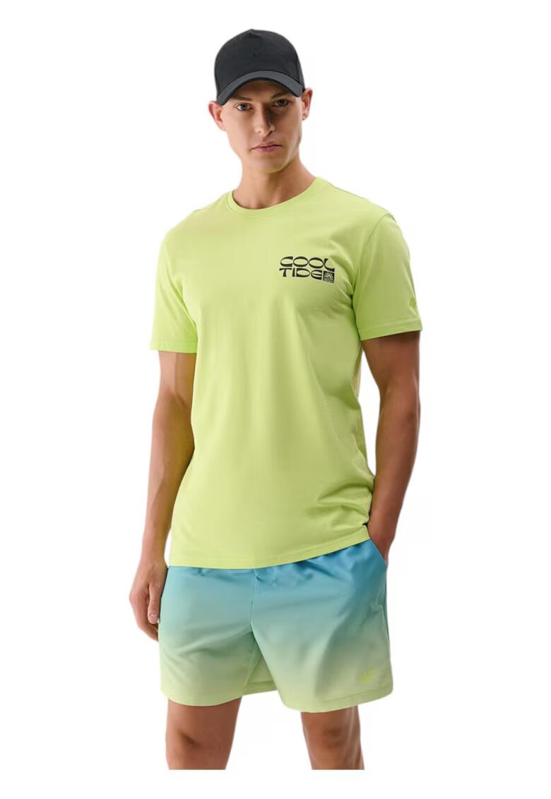 4F Tricou barbati croiala regulata - decolteu rotund - bumbac - galben