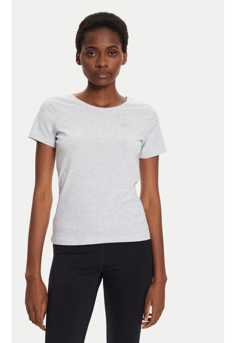 4F Tricou dama - 303942489 - Bumbac - Gri - Gri