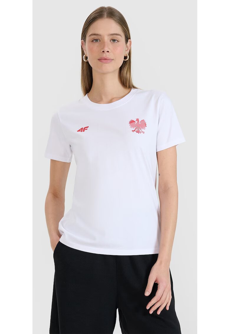 4F Tricou dama imprimeu vultur - alb - bumbac 100% -